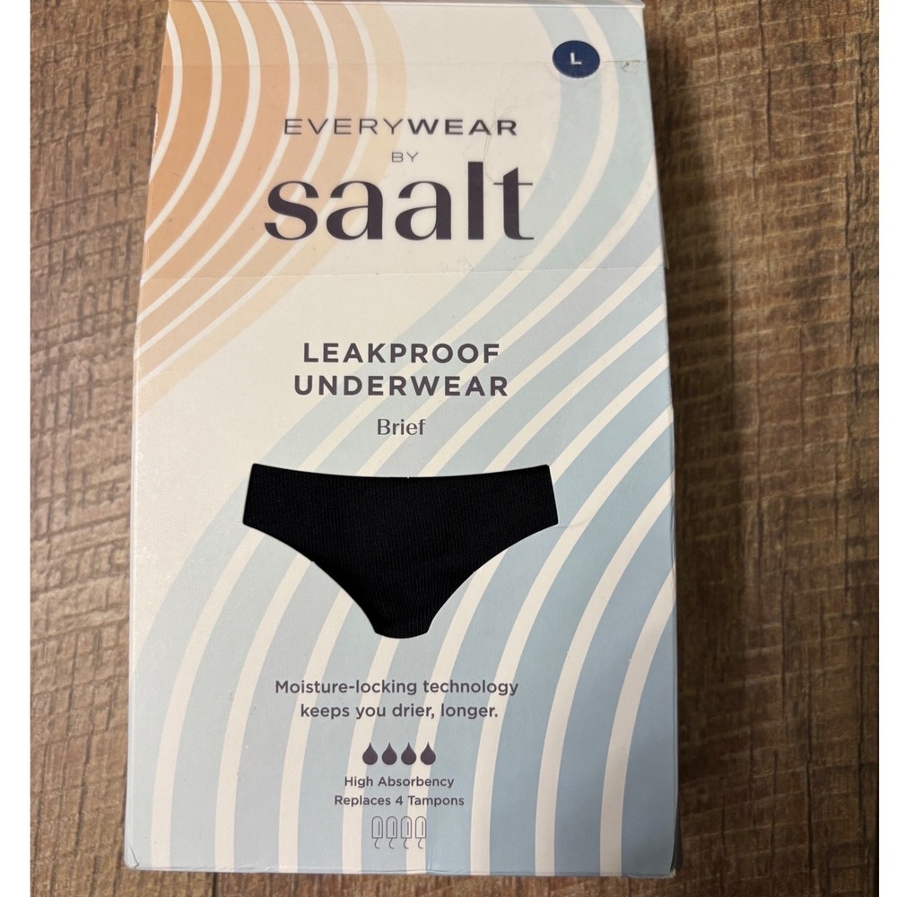 Saalt Size L Leakproof Underwear Women Black Brief Heavy Absorbency